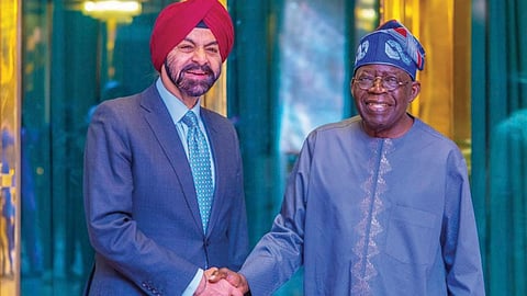 President Bola Ahmed Tinubu with World Bank President, Mr Ajay Banga when Banga led the bank delegates on a courtesy visit to the Presidential Villa, Abuja…