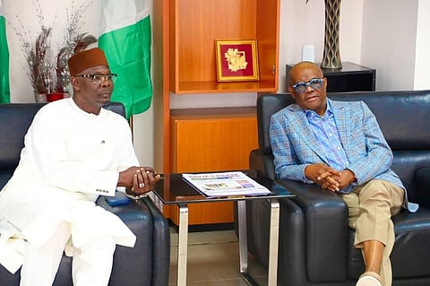 Gov. Abdullahi SulE of Nasarawa State with the FCT Minister, Mr Nyesom Wike