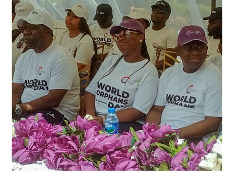 From L-R: Senate Majority Leader, Sen. Michael Opeyemi Bamidele; Mrs Timitope Adeola, Founder/CEO of Chadash Empowerment Foundation; and Sen. Solomon Adeola, Chairman Senate Committee on Appropriation during the celebration of World Orphans Day in Abuja