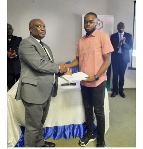 Adedoyin Farinmade with a stakeholder of the the 2023 World Intellectual Property Organisation (WIPO)