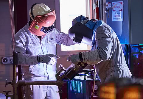 Fully geared workers