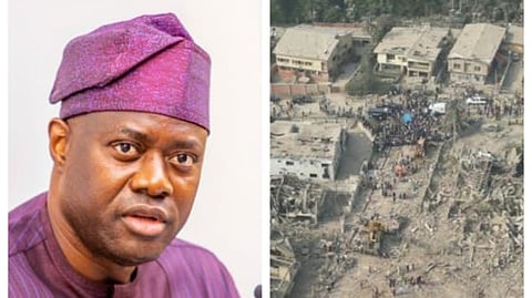 Photo of Governor Seyi Mankinde and the Ibadan Explosion Site