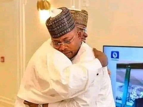 Immediate former governor of Kogi State (left) with Kogi State Governor Usman Ododo