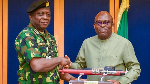 Rivers State Governor, Siminalayi with the Chief of Naval Staff, Vice Admiral Emmanuel Ogalla