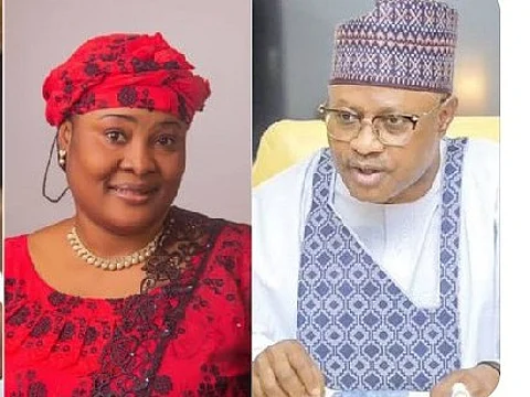 Hajia Maryam Suleiman (left), with Governor Uba Sani of Kaduna State (right)