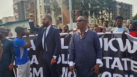 Deji Adeyanju and Sowore protesting