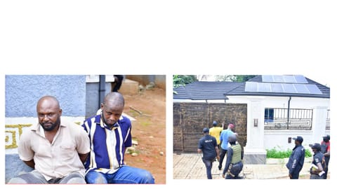 Suspects (left) and Personnel of the National Drug Law Enforcement Agency (Right) X