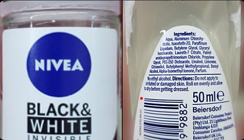 The recalled NIVEA roll on