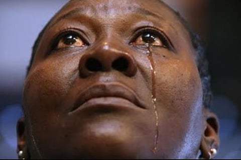 widow crying
