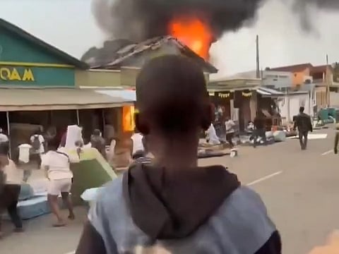 Scene of the fire outbreak at Olorunda Market, Ibadan.