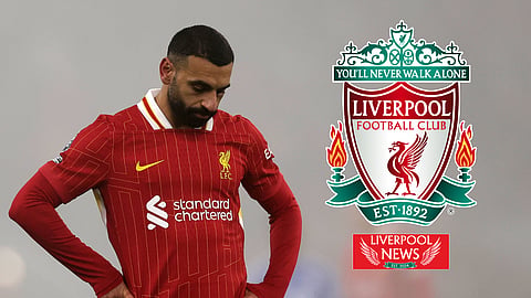 Liverpool star Mohamed Salah looks downbeat at Anfield. (Credit: Imago)