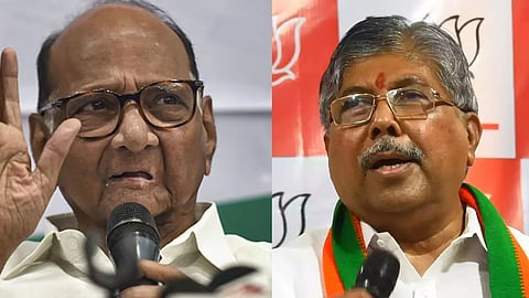 Sharad Pawar : चंद्रकांत पाटीलांनी डोक्यावर दगड ठेवला काय, छातीवर...