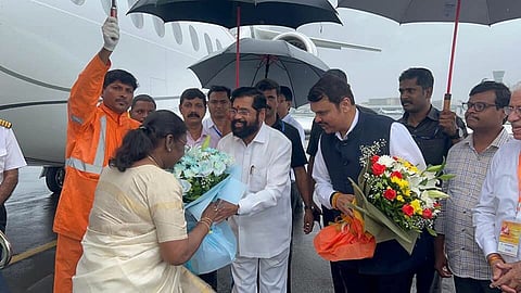 राष्ट्रपतीपदाच्या उमेदवार द्रौपदी मुर्मू मुंबईत दाखल; जल्लोषात स्वागत