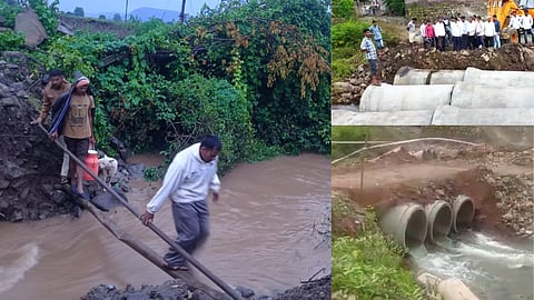 राष्ट्रवादी जोमात, शिंदे सरकार कोमात! वाहून गेलेला पूल माजी पालकमंत्र्याने 5 तासात उभारला