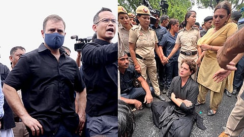 प्रियंका गांधींनी ओलांडलं बॅरीकेड, राहुल गांधीही रस्त्यावर; केंद्राविरोधात काँग्रेस आक्रमक