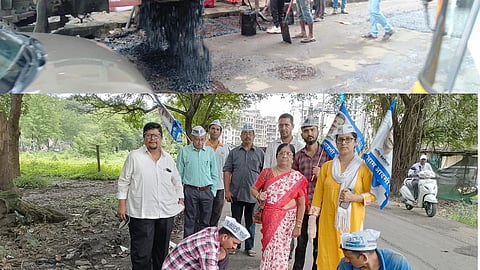 कल्याण डोंबिवलीत खड्डे बुजविण्यासाठी आप आणि मनसेचा पुढाकार