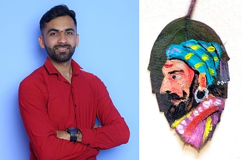 तुळशीच्या पानावर साकारली छत्रपती शिवाजी महाराज्यांची कलाकृती