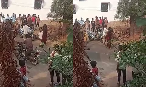 Video : आधी चपलेन मारलं, मग काठी तुटेपर्यंत बदडलं; महिलेचा रुद्रावतार