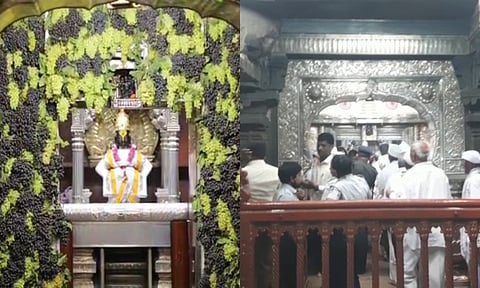 पंढरपुरात धक्कादायक प्रकार! विठ्ठल मंदिरात सजावट केलेली 1 टन द्राक्षे अर्ध्या तासात गायब