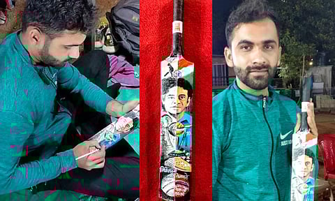 Sachin Tendulkar at 50 : क्रिकेटचा देव सचिन तेंडुलकरचे चित्र साकारले बॅटवर