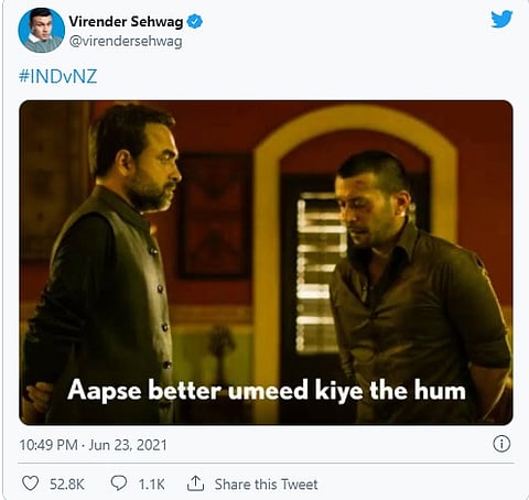Virender Sehwag | WTC Final मधील पराभवानंतर सेहवागने पोस्ट केलं भन्नाट Meme