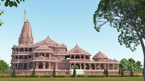 Uttar Pradesh, Aug 04 (ANI): The proposed model of the Ram Temple in Ayodhya on Tuesday. (ANI Photo)