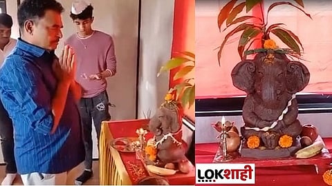 अभिनेते सयाजी शिंदे यांनी ‘गोमय गणेशाची’ केली प्रतिष्ठापना