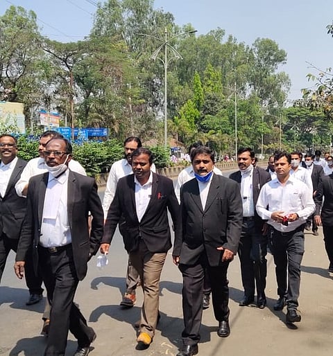 Satara lawyers on Protest