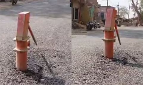 UP: அலட்சியமே அசந்து போகும் அலட்சியம்.. நடுவில் அடி பம்புடன் அமைக்கப்பட்ட புத்தம்புது சாலை