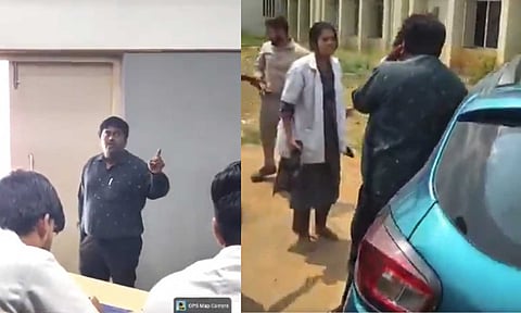A professor proposes to a student in the classroom of a medical college