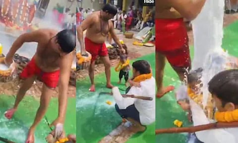 கடவுள் இதையா கேட்கிறார்? குழந்தைகள் மீது கொதிக்கும் பாலை ஊற்றும் அவலம்!