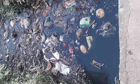 தூர்வாரப்படாமல் உள்ள சாக்கடை கால்வாய்.