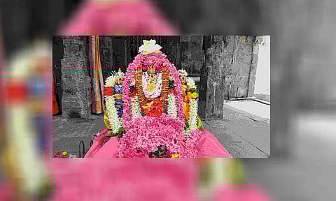 திருப்பூர் திருமுருகன்பூண்டி திருமுருகநாதர் சுவாமி கோவிலில் வள்ளி, தெய்வானையுடன் சுவாமி பக்தர்களுக்கு அருள்பாலித்த காட்சி.