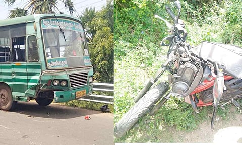 கொட்டாரத்தில் விபத்து- மோட்டார் சைக்கிள் மீது அரசு பஸ் மோதியதில் 2 பேர் பலி