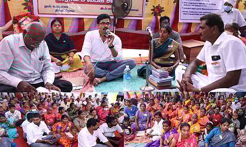 சின்னேகவுண்டன்வலசு ஊராட்சி ஒன்றிய நடுநிலைப்பள்ளியில் கிராமசபை கூட்டத்தில் சிறப்பு பார்வையாளராக கலெக்டர் வினீத் கலந்து கொண்டு பேசிய காட்சி.