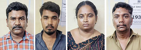 கஞ்சா விற்றது தொடர்பாக கைது செய்யப்பட்ட 4 பேர். 