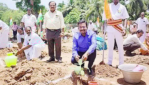 கீழ்கோவில்பத்து ஊராட்சியில் மரக்கன்றுகள் நடும் நிகழ்ச்சியை கலெக்டர் தினேஷ் பொன்ராஜ் ஆலிவர் தொடங்கி வைத்தார்.