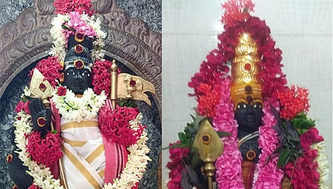 பேட்டை பகவதி அம்மன் கோவிலில் உள்ள முருகப்பெருமான், கோப்பணம்பாளையம் பரமேஸ்வரர் ஆலயத்தில் உள்ள பாலமுருகன் சிறப்பு அலங்காரத்தில் அருள்பாலித்த காட்சி.