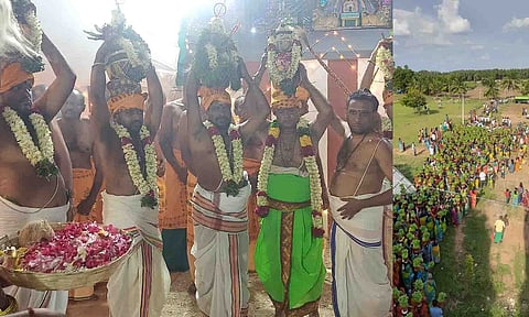 கும்பாபிஷேக விழா மற்றும் முளைப்பாரி ஊர்வலம் நடைபெற்ற காட்சி.