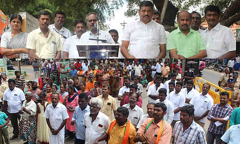 ஆர்ப்பாட்டத்தில் பங்கேற்றவர்கள். 