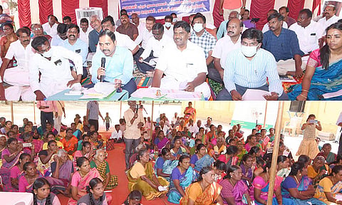 பனங்குடியில் நடந்த கிராமசபை கூட்டத்தில் கலெக்டர் மதுசூதன்ரெட்டி பேசினார். அருகில் பி.ஆர்.செந்தில்நாதன் எம்.எல்.ஏ., மாவட்ட ஊரக வளர்ச்சி முகமை திட்ட இயக்குநர் சிவராமன், தேவகோட்டை கோட்டாட்சியர் ரத்தினவேல் உள்ளனர்.