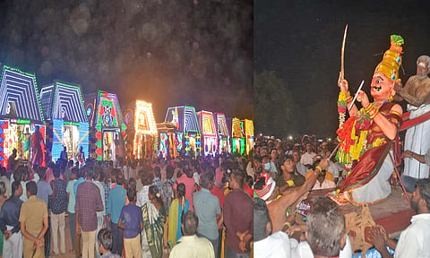 பாளை எருமை கிடா மைதானத்தில் மாரியம்மன் கோவில் எதிர்புறம் 12 அம்மன் சப்பரங்கள் அணிவகுக்க மகிஷாசூரனை ஆயிரத்தம்மன் வதம் செய்யும் சூரசம்ஹாரம் நடந்தது. இதில் திரளான பக்தர்கள் தரிசனம் செய்தனர்.
