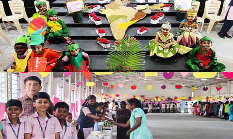 திருமுருகன்பூண்டி ஏ.வி.பி., பள்ளியில் உணவுத்திருவிழா கொண்டாட்டப்பட்ட காட்சி.
