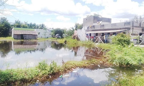 குடியிருப்புகளை சூழ்ந்துள்ள மழைநீர்.