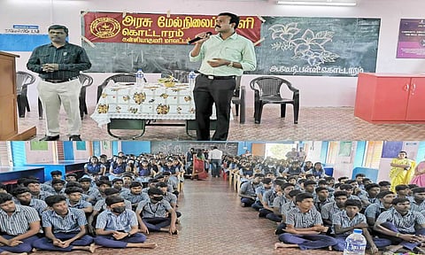 கருத்தரங்கில் கன்னியாகுமரி மாவட்ட கலெக்டர் அரவிந்த் மாணவர்களோடு பேசியபோது எடுத்த படம் 