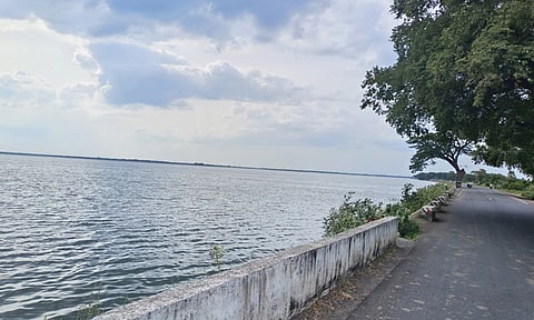 கடல் போல் காட்சி அளிக்கும் வீராணம் ஏரியை படத்தில் காணலாம்.