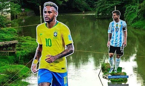 மெஸ்சியா... நெய்மரா...? போட்டி போட்டு பிரமாண்ட கட்-அவுட் வைத்த கேரள ரசிகர்கள்