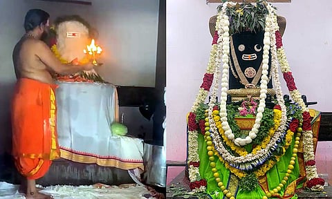 விழாவில் சுவாமிக்கு தீபாராதனை நடைபெற்ற காட்சி.