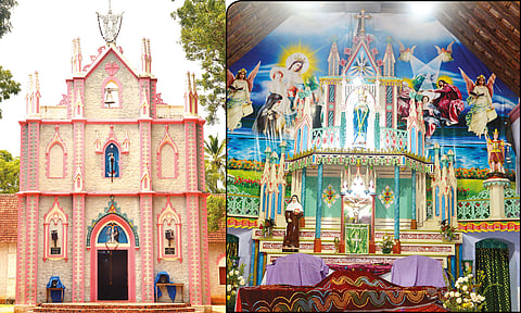 மேலப்பெருவிளை புனித ஜெபமாலை மாதா ஆலயத்தின் வெளிப்புறத் தோற்றம்.