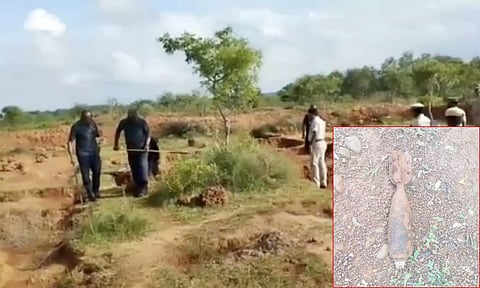 100 நாள் வேலைத்திட்ட பணியின்போது பழங்கால ராக்கெட் லாஞ்சர் குண்டு கண்டெடுப்பு